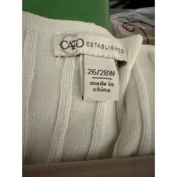 Cato Established Women's Cream Ribbed V Neck Sweater Top Plus Size 26/28 Knit - Picture 2 of 10